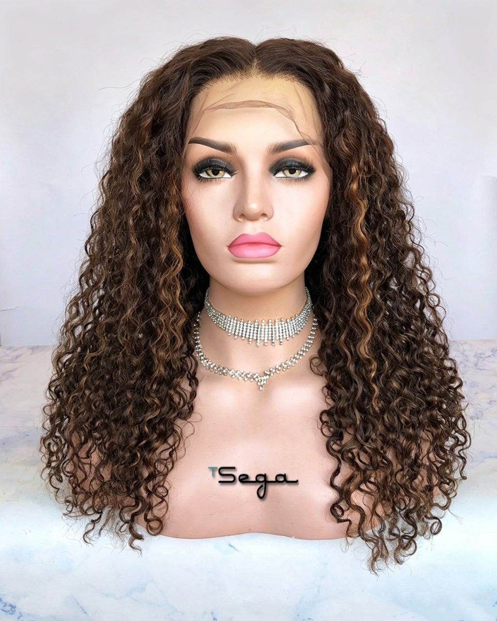 TSEGA Luxury Brazilian Picture Curl Human Hair Wig (6" HD)- Brown (HL2, 30#) 180% Density
