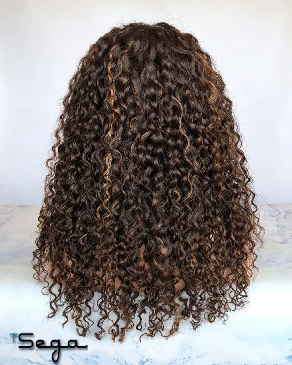 TSEGA Luxury Brazilian Picture Curl Human Hair Wig (6" HD)- Brown (HL2, 30#) 180% Density